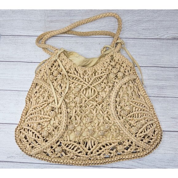 Anthropologie David & Scotti Beige Crocheted Summer Women's Purse - Picture 4 of 4